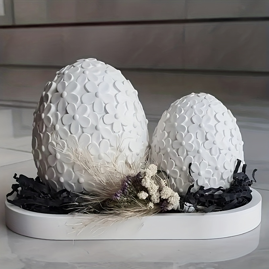 Resin Craft Ideas - ชุดแม่พิมพ์ซิลิโคนเรซิน 2 ชิ้น แม่พิมพ์เชิงเทียนรูปไข่อีสเตอร์ ของตกแต่งศิลปะ แม่พิมพ์สำหรับงาน