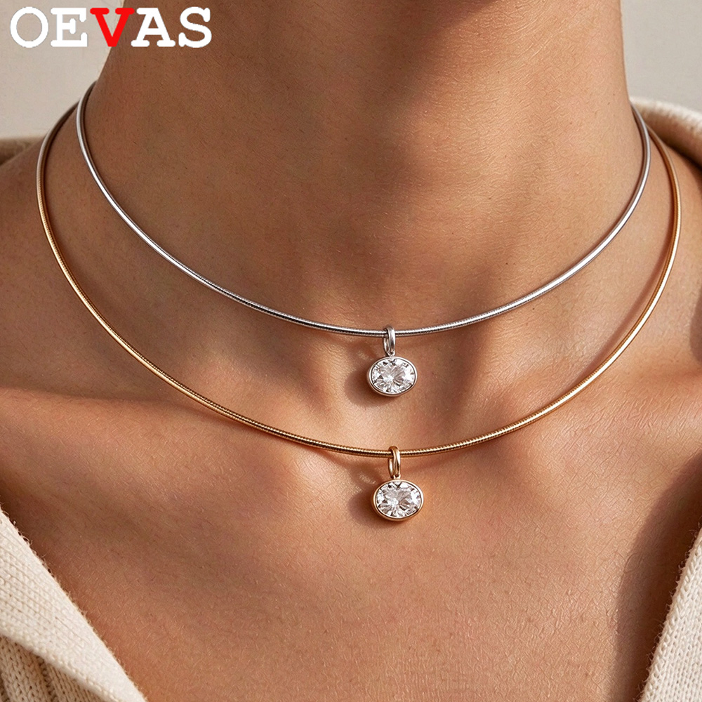 OEVAS สร้อยคอเพชรโมอิสซาไนต์ทร - Bezels Set Pendant บทวิจารณ์และราคา