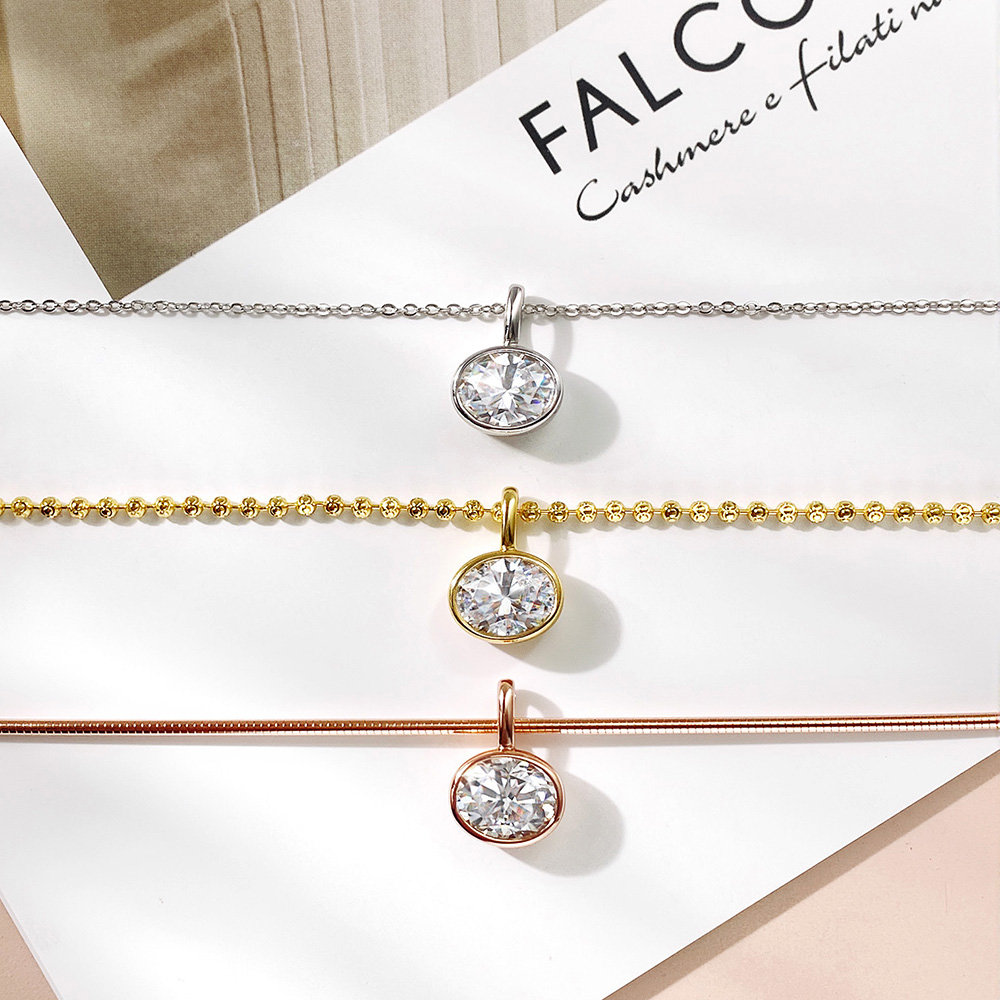 OEVAS สร้อยคอเพชรโมอิสซาไนต์ทร - Bezels Set Pendant บทวิจารณ์และราคา